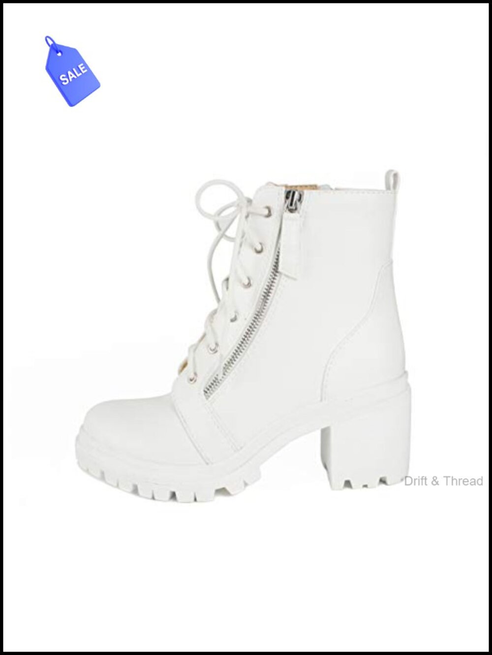 Women's Faux Leather Lace Up High Chunky Heel Ankle Booties
